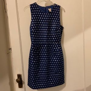 J. Crew Sleeveless Blue Dress with Silver Dots